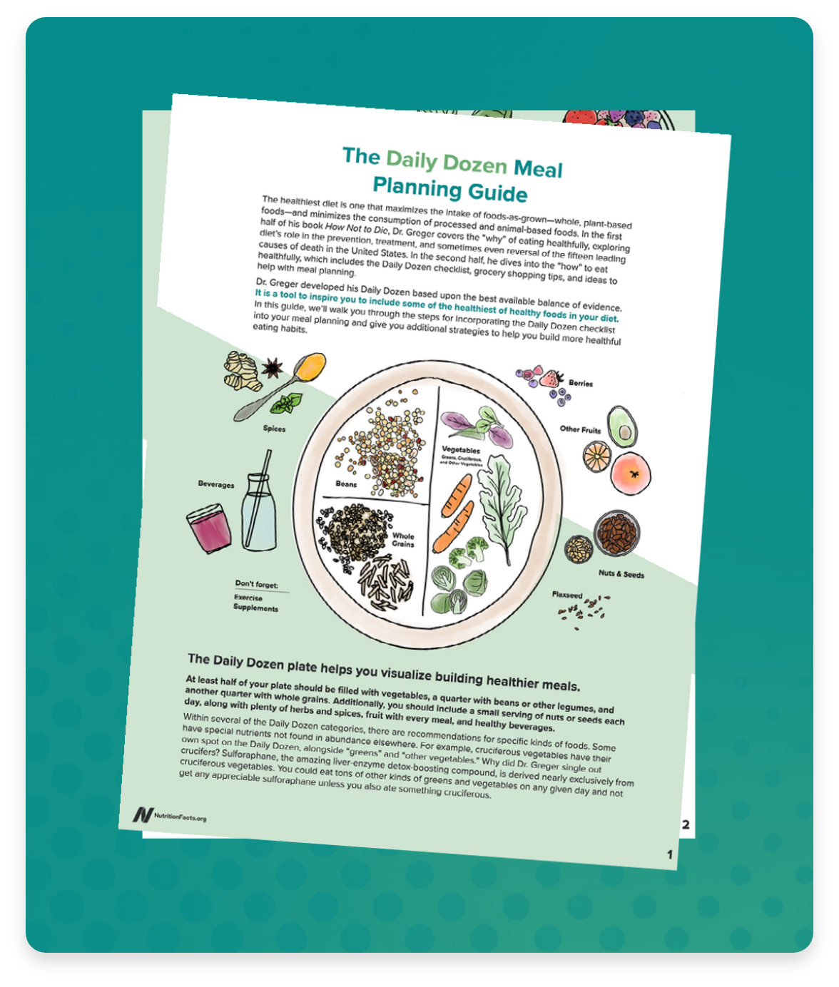 Picture of the Daily Dozen Meal Planning Guide
